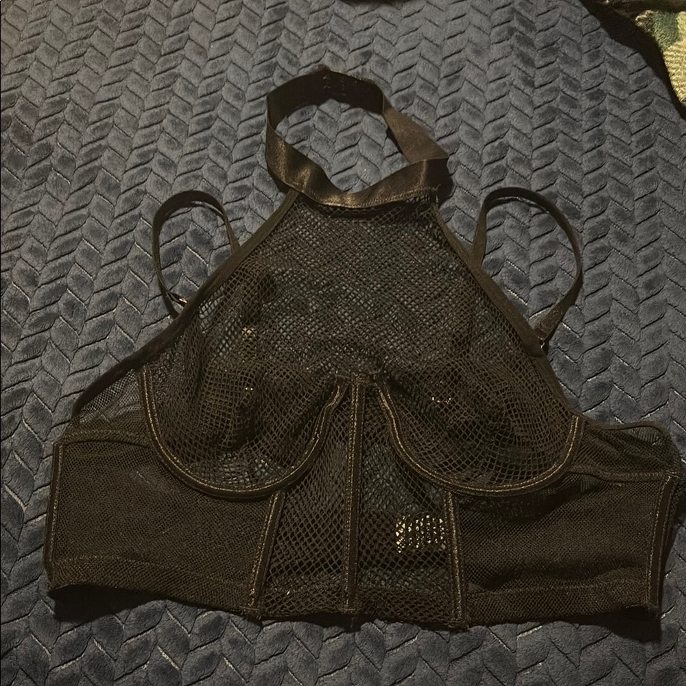 Black Mesh Halter Bralette